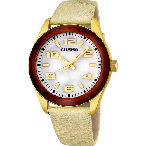 CALYPSO Gold Leather Strap 5653-2